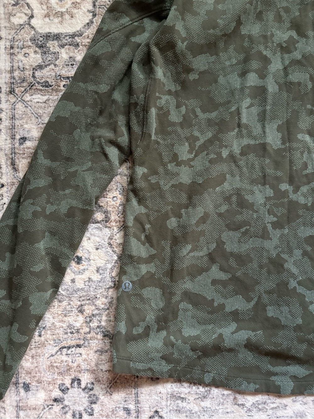 Lululemon Green Camo Surge 1/2 Zip Fleece Lined Pullover Sweater Size M - Picture 10 of 11
